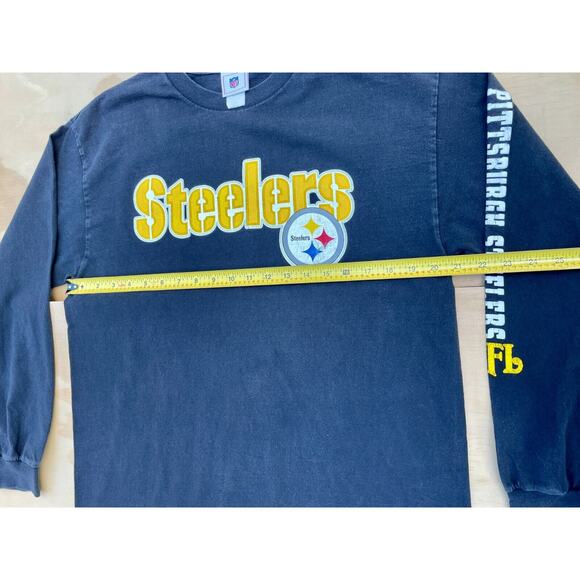 VINTAGE Long Sleeve NFL Pittsburgh Steelers Print Cotton Sweater Men Blue 21X28 - Picture 6 of 10